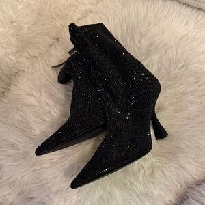 Zara Rhinestone Black Women's Boots